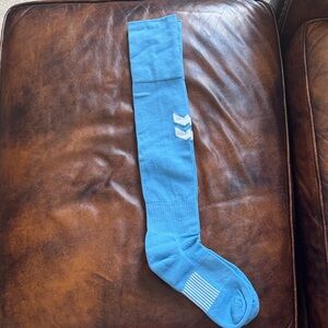Blue Hummel brand soccer socks